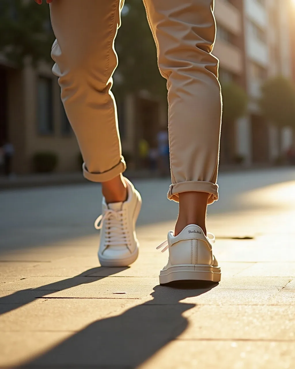 Sneakers worn on the street in a lifestyle scene