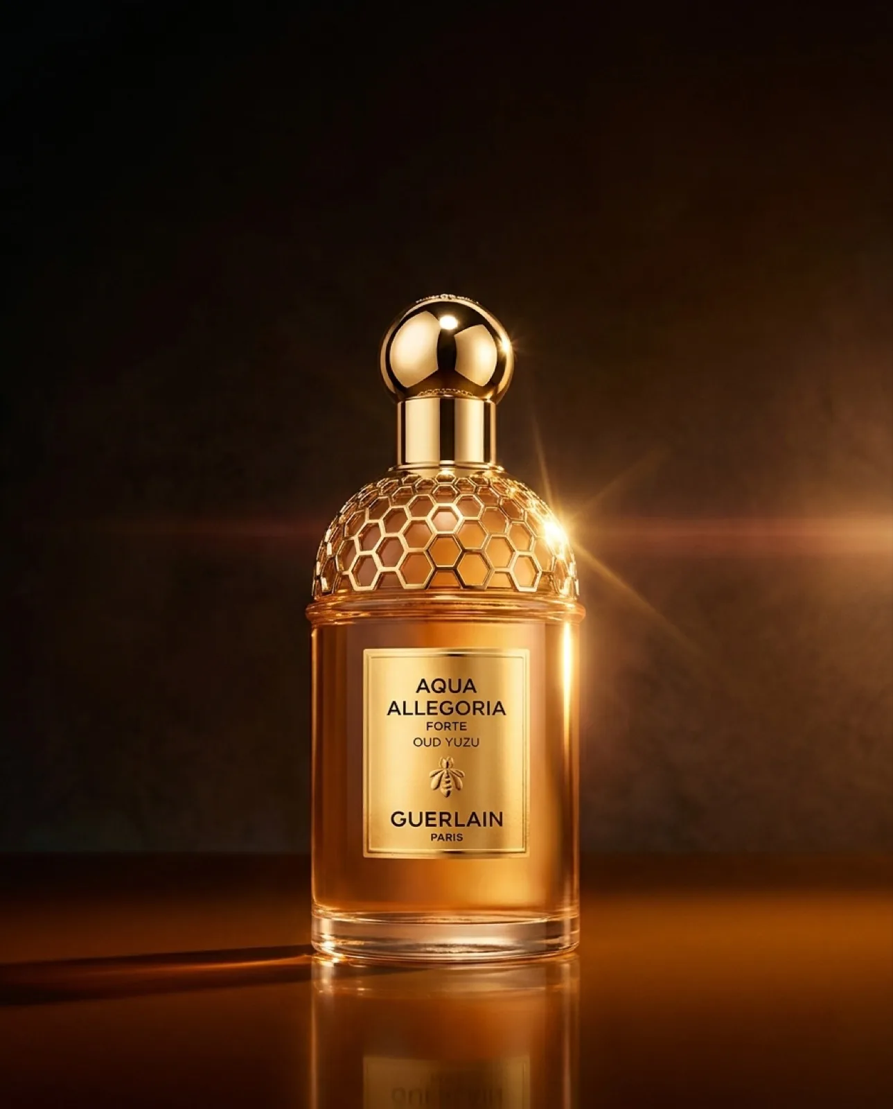 Perfume bottle staged in a lifestyle scene with directed light