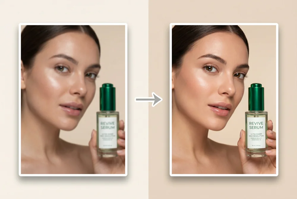 Image Enhancer showing the same photo before and after processing