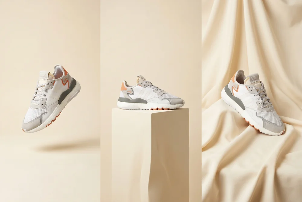 Product Studio placing one reference packshot into several generated settings